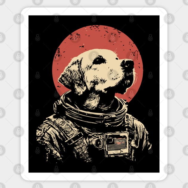 Cosmic Good Boy Retriever Astronaut Sticker by TuncGK